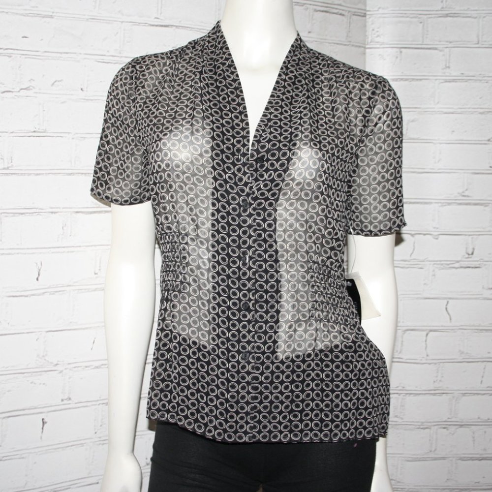 🖤🌫️📎 East 5th Sheer Blouse · Black & Gray · Size 6